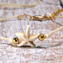 6 Pieces Puka Shell Bracelet Set Cross Beads Weave Boho Fashion Girl Friend