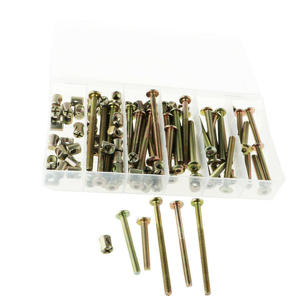 100pcs Bolts Nuts Kit, M6 Hex Socket Head Cap Screws Nuts W/Case
