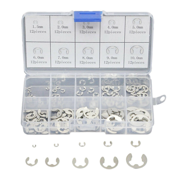 Stainless Steel E Clips Circlip Retaining  Kit 120pcs M1.5 Parts -