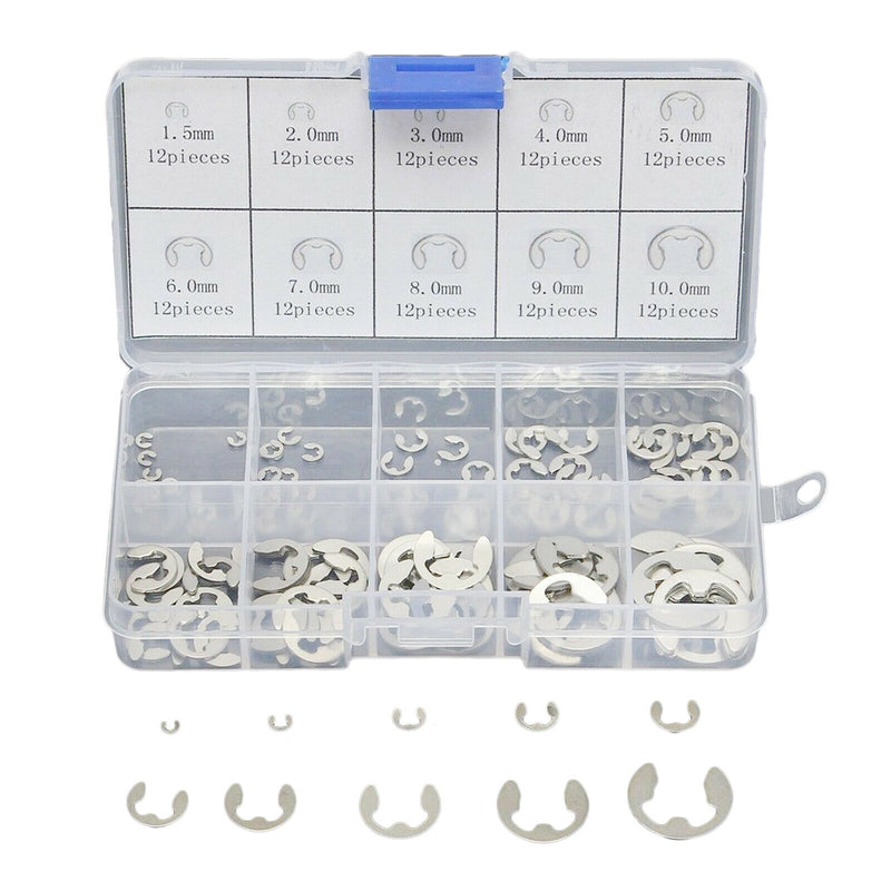 Stainless Steel E Clips Circlip Retaining  Kit 120pcs M1.5 Parts -
