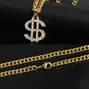 Hip Hop Punk Unisex Women Men Dollar Sign Pendant Chain Necklace Jewelry