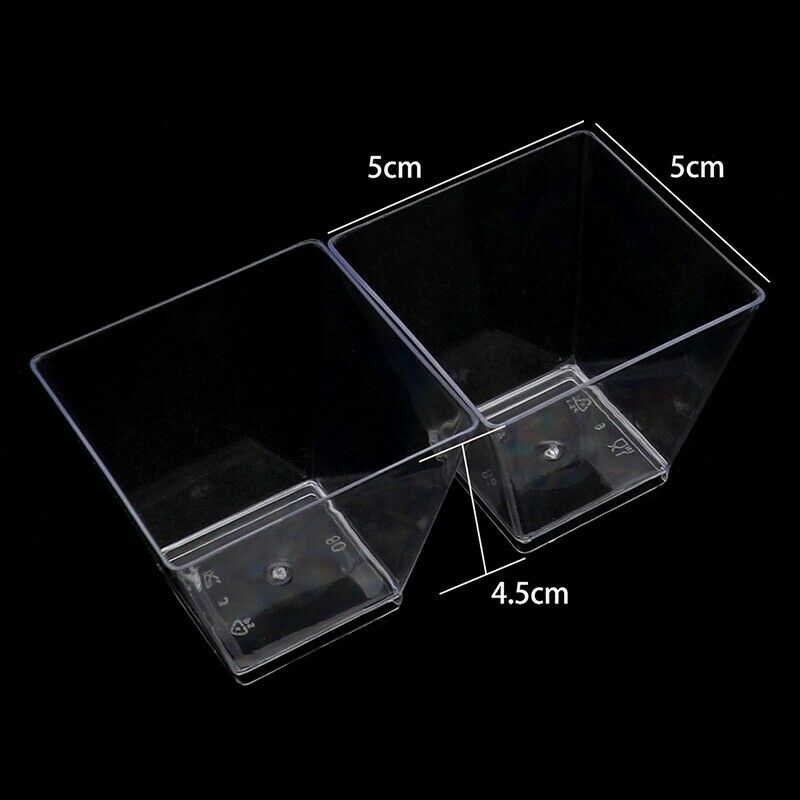 50Pcs Mini Small Plastic Square Dessert Cup Sauce Starter Party Tableware D G9A3