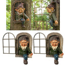 2pc Elf Out The Door Tree Hugger Garden Peeker Yard Art Whimsical Tree Sculpture