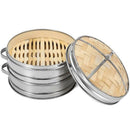 2 Tier 20Cm Bamboo Steamer Basket With Cover Cookware Kitchen For Dumpling