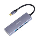 Aluminum Alloy Type-C HUB 4K HDMI 3 USB 3.0 4 in 1 Adapter for Laptop PC
