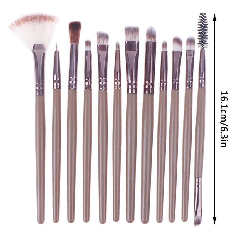 12 PCS Pro Makeup Brushes Cosmetic Set Eyeshadow Face Brush Starter ToolBX