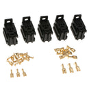 5 Pc 40a Relay Plug 4-pin Mounting Socket + Terminals Base Holder