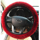 Soft Plush Winter Warm Car Auto Steering Wheel Cover Grips Protector Wine Red