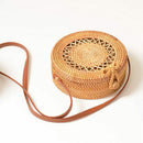 Women'S Circle Handwoven Bali Round Retro Rattan Straw Beach Bag Crossbody