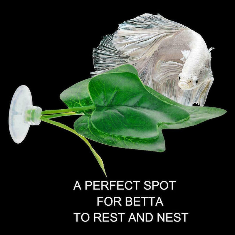 Artificial Green Plant Leaf Betta Hammock Fish Rest Bed Aquariums Decoratio L5J2
