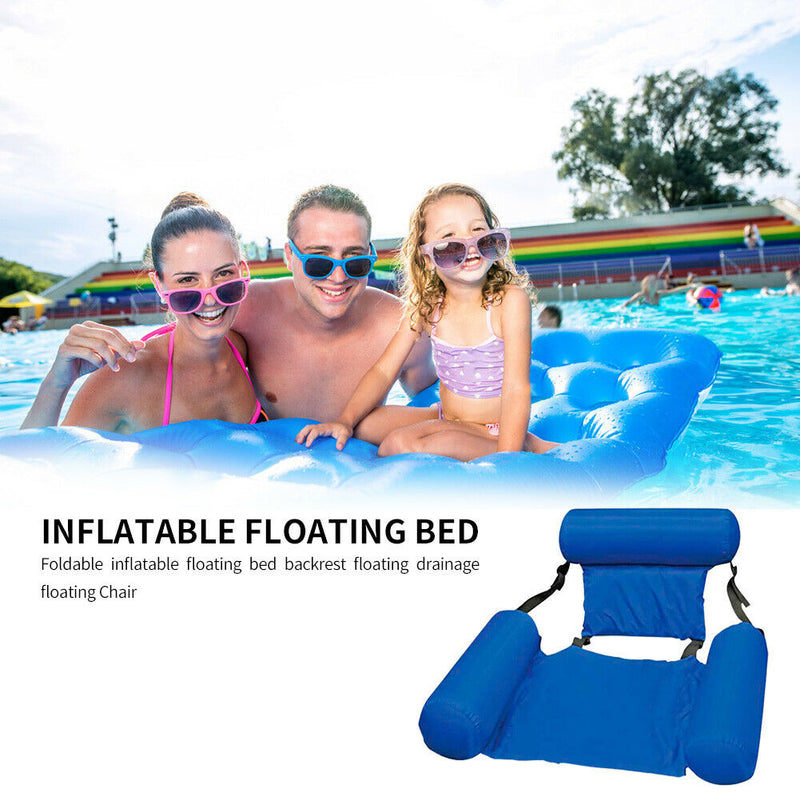 Inflatable Foldable Floating Row Beach Swimming Pool Water Hammock (Blue)