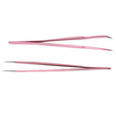 New  Steel Pink Btraight + Bend Tweezer for Eyelash Extensions Nail Art Nippers