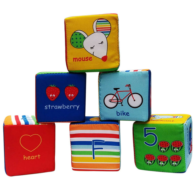 6pcs/set Baby Soft Blocks Infant Early Education Toys, Cloth Foam Grab and Stack