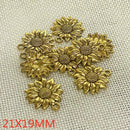 10pcs Golden Sunflower Beads Charms Necklace Bracelet Pendant Jewelry Making Set