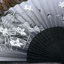 Butterfly Pattern Fan Lily Flowers Fan Wedding Gift