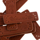 40 x Retro Brown Synthetic Leather Handmade Labels Tags Sewing Craft Patches