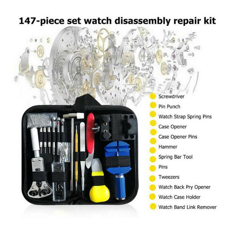 147PCS WATCH REPAIR TOOL Professional  KIT SET NEW Watch Repair Toolkit Metal