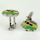 Bus Traffic Car Cufflinks Yellow And Green Enamel Bus Shape Design Jewelry  S4M3