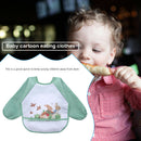 Cartoon Full Sleeve Baby Bib Waterproof Paint Feeding Apron (Green Rabbit)