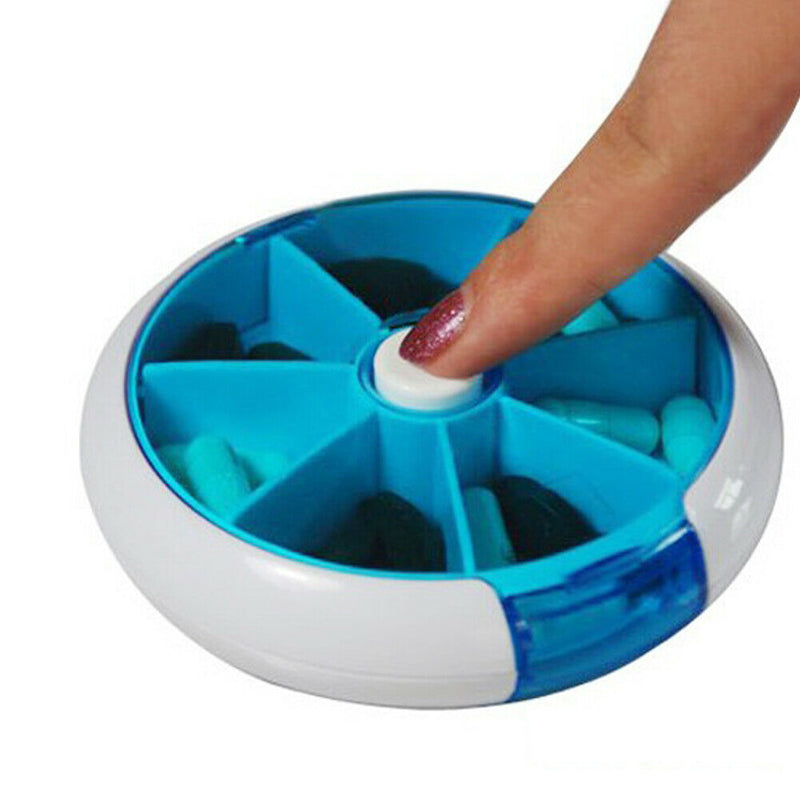 7Grids Round Medicine Vitamin Box Case Storage Dispenser Durable New