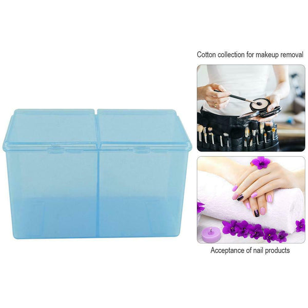 Cleaning Cotton Storage Box Swab Pad Nail Art Compartments Container (Blue) A#S
