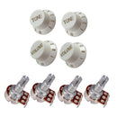 Set of 4 (4X)  A25K  B25K Short Split Shaft Audio Taper Guitar Tone