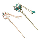 2pcs Ladies Retro Crystal Butterfly Flower Hairpins Hair Sticks Hair Clips