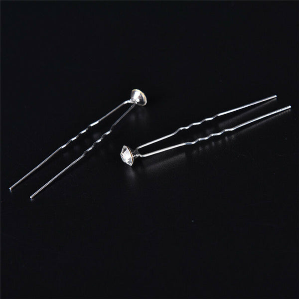 20PCS Clear Crystal Rhinestone Diamante Wedding Bridal Prom Hair Pins Hairpin Gw