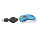Retractable Laptop Wired USB Mini Mouse For PC Laptop Notebook Blue