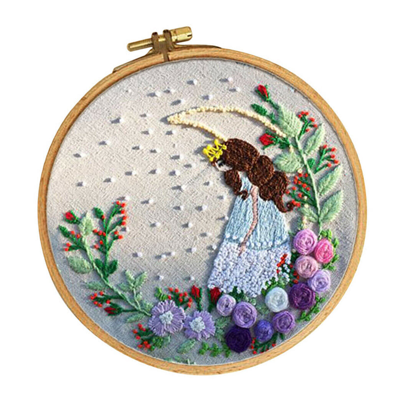 1 Set DIY Embroidery Starter Kits with Moon Fairy Pattern Handmade Embroidery