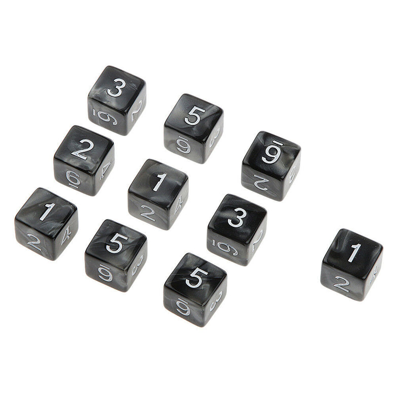 10pcs Six Sided Dice D6 Dice Gaming Playing D&D RPG Party Games Dices Black