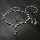 Rhinestone Crystal Necklace Earrings Bracelet Ring Wedding Bridal Jewellery Set