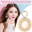 Retro Hollow Round Dangle Ear Stud Women Rattan Geometric Earrings Jewelry
