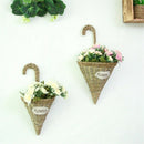 Umbrella Handmade Straw Braided Wall Hanging Flower Pot Basket Hand-Woven H