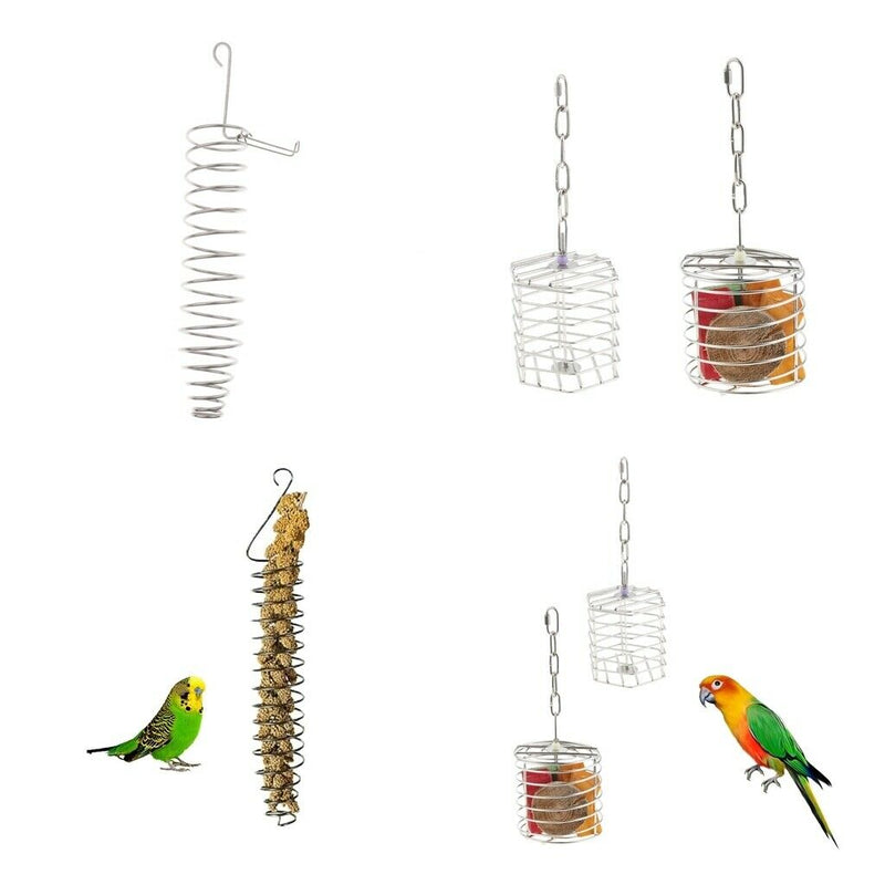 Pet Bird Parrot Food Fruit Basket Millet Rice Feeding Holder Bird Cage Hanging
