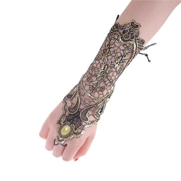 Sexy Women Ladies Steampunk Goth Party Costume Fingerless Wedding Gloves  Gw