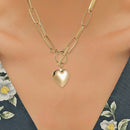 Metal Love Heart Pendant Necklace Women Simple Chain Neck Choker Jewelry