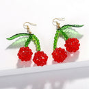 Bohemian Beads Fruit Beads Earrings Cherry Leaves Silicone Pendant Ears WomeT5D3