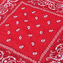 Red bandana scarf with square black white paisley pattern on both sides (Re