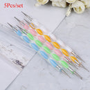 5pcs 2 way marbleizing dotting manicure tools painting dot pen nail art paint ME