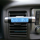 2 in 1 Blue Backlight Digital LCD Car Air Outlet Clip-on Clock Thermometer