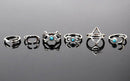 Wholesale 6 Pcs Turquoise Arrow Moon Statement Midi Rings Set Women Jewelry