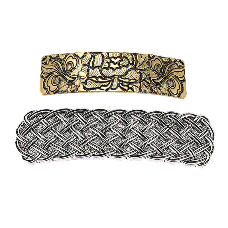 2Pcs Womens Viking Barrette Holder Celtic Carved Hair Clip Clasp Hair Decor
