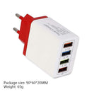 4 USB Travel Wall Charger Phone Fast Charging Charger EU Plug Adapter (Red) A