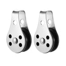 2pcs Durable Fixed Eye Pulley Block 316 Stainless Steel Pulley Roller Boat