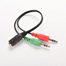 3.5mm Female to 2 Dual Male Jack Plug Audio Stereo Headset Mic Splitter Cablesne
