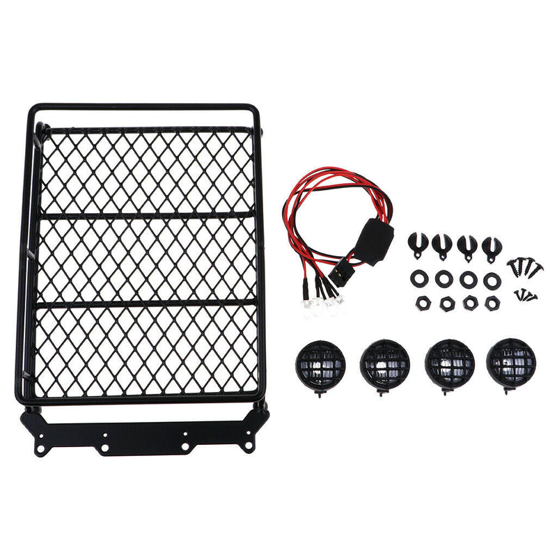 1/10 Roof Rack w/ LED Light Kit for Axial SCX10 D90 CC01 Rock Crawler Accs B