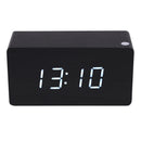 Morden White LED Wooden Digital Black Alarm Clock Calendar Thermometer