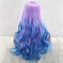 High Temperature Fiber Long Wavy Wigs Women Gradient Middle Part False Hair