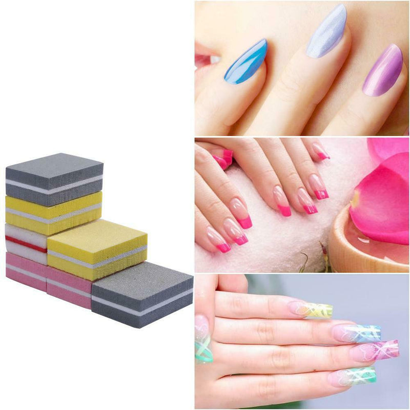 50pcs Sponge Nail Art Polish Buffing Blocks Sanding Grinding Manicure Buffers
